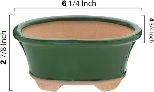 Glazed Ceramic Bonsai Pot - Decorative Planter for Dwarf Trees, Succulents, and Small Plants - Perfect for Indoor and Outdoor Gardens, Table Cente...