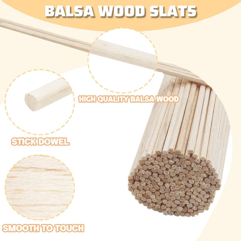 200PCS Balsa Wood Sticks for Crafts,1/8 x 12 Inch Unfinished Balsa Wood Strips Perfect for DIY Projects (1/8"x12"-200pcs)...