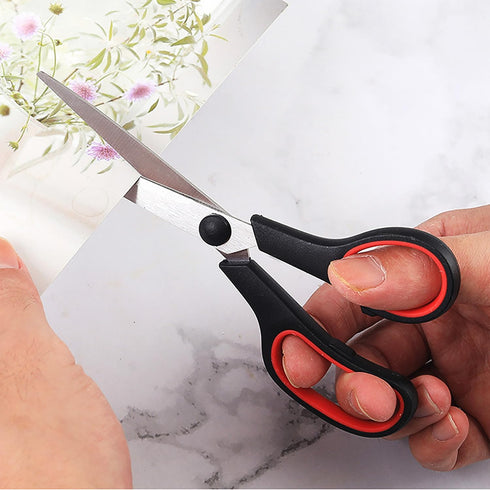 Scissors 8.5 inch Stainless Blade Black Plastic Handle Office School Classroom Student Teacher Crafting Fabric Sewing Gift Wrapping All Purpose 6 ...