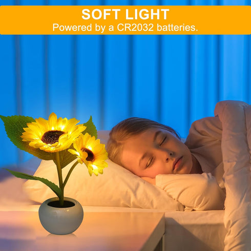 Sunflower Plants Table Lamp Gifts for Mom Simulation Flowers Led Night Lights for Anniversary Romantic Birthday Gifts for Her Home Decor - Ceramic...