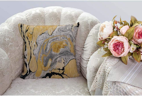HGOD DESIGNS Throw Pillow Cover Black Gold Golden and Silver Marble Ink Abstract Painting Beautiful Gray Effect Aqua Decorative Pillow Case Home D...