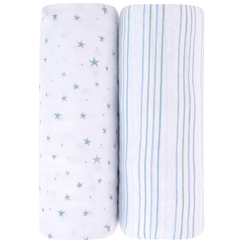 Changing Pad Cover 2 Pack - Baby Cradle Sheet with 100% Jersey Cotton - Changing Pad Covers for Boys, Newborn Essentials (Blue Stars & Stripes)...