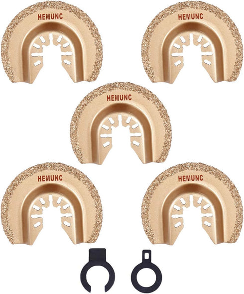 Oscillating Tool Blades, HEMUNC 5pcs Universal Semicircle Carbide Oscillating Multitool Saw Blades Accessories kit Compatible with Dewalt Dremel R...