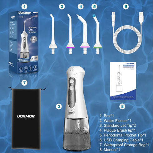 Water Flosser Cordless Teeth Pick: Portable Adults Dental Oral Irrigator for Travel Flossers Cleaning Picks 300ML...