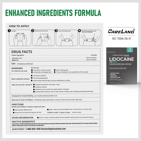 4% Lidocaine Patches Plus 1% Menthol 15 Count Pain Relief Patches Maximum Strength lidocaine, Back Pain Relief Products, for Neck Knee Joint Pain ...