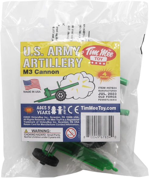 TimMee M3 ARTILLERY - Green 4pc Plastic Army Men Cannon Playset - Made in USA...