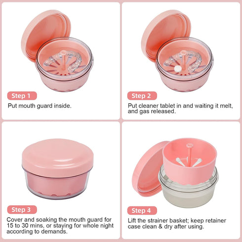 LEAFTOL Denture Bath Case Retainer Case Orthodontic Denture Cup with Strainer, Leak Proof Denture Cleaner Cup easy to clean and dry up, Portable R...