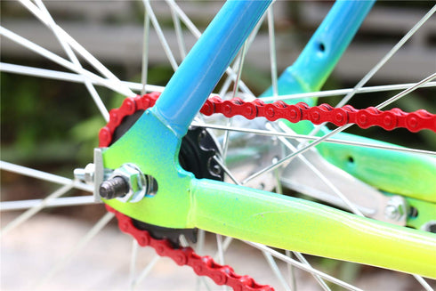 ZONKIE Single-Speed Bicycle Chain 1/2 x 1/8 Inch 116 Links (Red, 1/2" ×1/8" 116 links)...