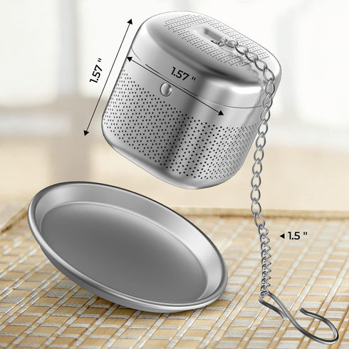 Reinmoson 2 Pack Tea Balls for Loose Tea, 304 Stainless Steel Extra Fine Mesh Tea Infusers for Loose Tea, Retractable Chain Design Tea Strainers f...