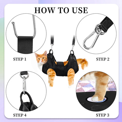 Cat Grooming Hammock Pet Hammock Cat Nail Clipper Hammock for Nail Trimming Dog Sling for Nail Clipping Dog Hanging Harness (Black XS)...