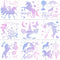 9 Pieces Unicorn Stencils Painting Templates Craft for Arts Card Making Journal Scrapbooking DIY Furniture Wall Floor Painting on Wood Fabric (12 ...