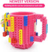 Build-on Brick Coffee Mug, Funny DIY Novelty Cup with Building Blocks Creative for Kids Men Women Xmas Birthday (Rose)...
