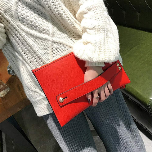 Women Envelope Clutch Bag PU Leather Female Day Clutches Large Purse Evening Bags with Wrist Strap...