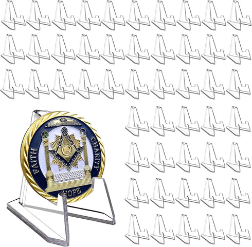 50 Packs Card Display Stand, Mini Clear Acrylic Easel Stands 2.25 Inch Coin Display Stand for Baseball Sports Trading Cards Medals Pockets Watches...