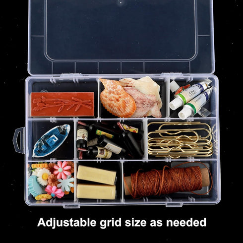 DSLSQD Bead Organizer Box, 1 Pack 12 Grids Plastic Storage Box with 18 Removable Grids Compartments, Small Plastic Jewelry Organizer Box for Beads...