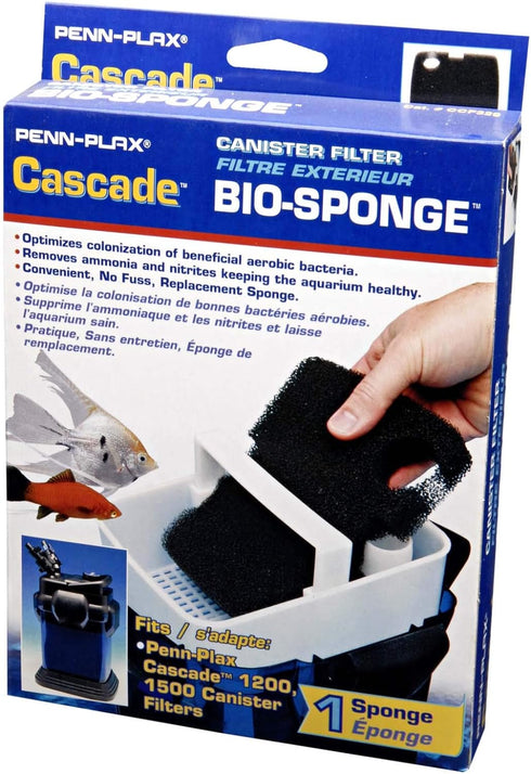 Penn-Plax Cascade 1200/1500 GPH Canister Filter Aquarium Bio Sponge Replacement; 1 Pack...
