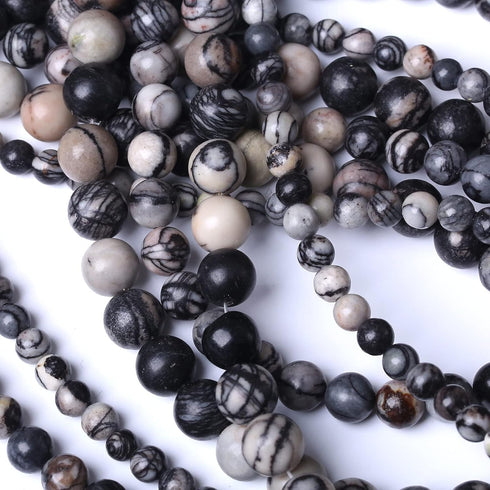 45PCS 8MM Natural Black net Work Beads Round Loose Stone Beads for Jewelry Making DIY Energy Stone Healing Power Bracelet 15"...
