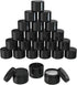 Houseables Black Cosmetic Jars, Small Containers with Lids, Plastic, 2 Fl Oz, 160 ML, 24 Pack, TSA Approved Container for Lotion, Salve, Body Butt...