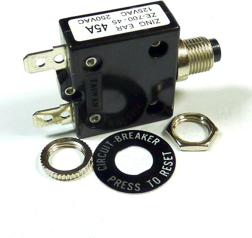 Philmore 45 Amp Push Button Manual Reset Thermal Circuit Breaker 50V DC, 250V AC...