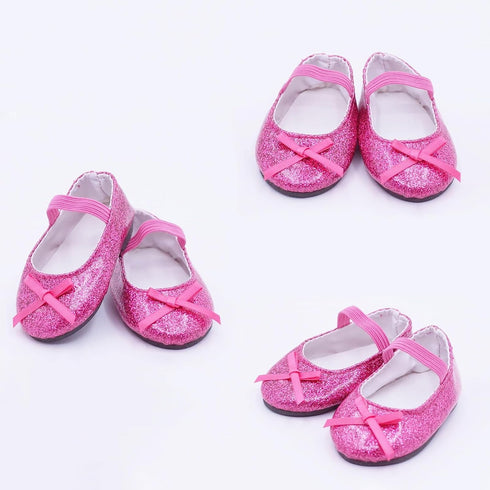 6 Pairs 18 inch Doll Shoes Hot Pink Set Boots Slippers Sandal Fits for American Dolls Shoes for 18 inch Dolls Accessories...