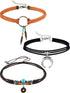 Hicarer 3 Pieces Suede Choker Necklaces American Indian Feather Handmade Necklaces Adjustable Leather Turquoise Choker Necklace Moon Crescent Pend...