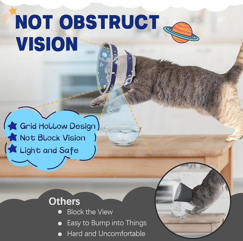 Cat Cone Collar Soft, Breathable Cat Cone Alternative After Surgery, Adjustable Cat Recovery Collar Water Resistant Cat Neck E Collar for Cats Kit...