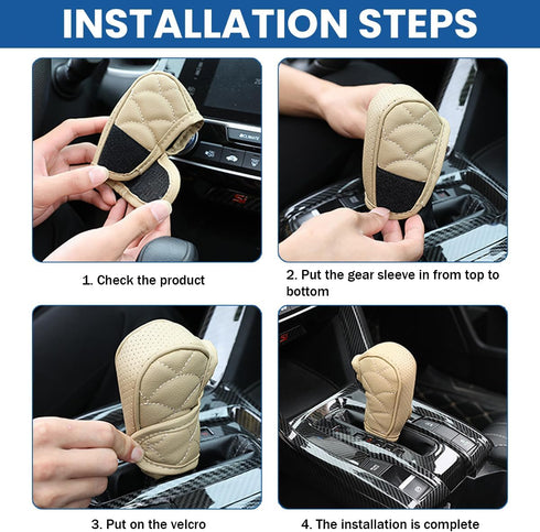 Car Gear Shift Cover, Waterproof PU Leather Manual/Automatic Automotive Gear Stick Shift Knob Rod Dust Cover Protector with Velcro, Vehicle Interi...