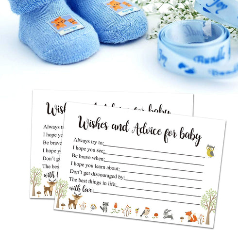 Giftideaworkshop 50 Woodland Baby Shower Wishes and Advice for The Mom-to-Be? Baby Advice Cards for Baby Shower Game?4X6 inch....