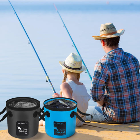 AUTODECO Collapsible Bucket 5 Gallon Container Folding Water Bucket Portable Wash Basin for Camping Fishing Travelling Outdoor Gardening Car Washi...