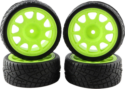 4PCS 12mm Hub Wheels Tires Set 1:10 1:12 1:16 Off Road RC Cars Rubber Tires Set for HSP 94122 94123 94103 3850 3851 FW06 RC Cars(Green)...