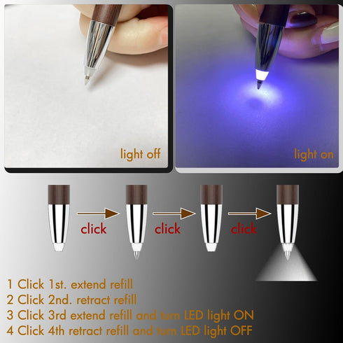 3 in 1 Wooden Ballpoint Pen with Light Tip and Rubber Stylus, Nice Pens for Journaling, Drawing, Signature, Gift, Writing in the Dark - White+Red ...