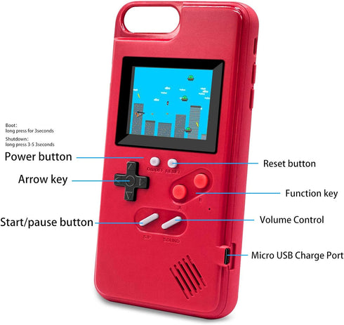 LucBuy Game Console Case Compatible for iPhone 6/6S/7/8/SE2, Retro Protective Cover Self-Powered Case with 36 Small Games, Full Color Display, Sho...