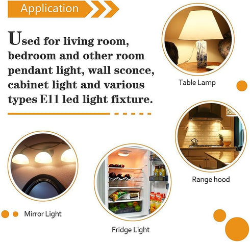 E11 LED Bulb,Dimmable, 8W (75W or 100W Halogen Bulbs Equivalent), JD E11 Mini Candelabra Base, AC110V120V 130V, 3000K Warm White for Chandeliers C...