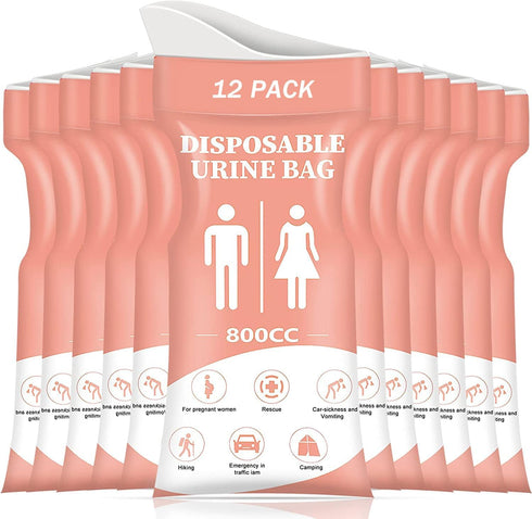 DIBBATU Disposable Urinal Bag,12 PCS 800ML Emergency Urine Bag, Unisex Urinal Bag, Portable Camping Pee Bag, Travel Urine Bags Vomit Bag for Traff...