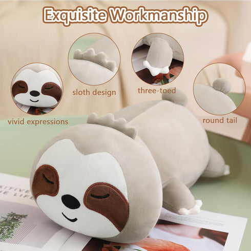 SQEQE Weighted Sloth Plush, Weighted Sloth Stuffed Animal for Anxiety, Cute Sloth Plushies Sloth Pillow Toy Gift for Kids Adults Brown 9.8 Inch, 0...