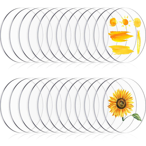 Zonon 24 Pieces Acrylic Circle Transparent Discs for Painting1.5 Inch Clear Round Acrylic Sheet Thick Circle Disc Ornament Blanks for Badge Reels ...