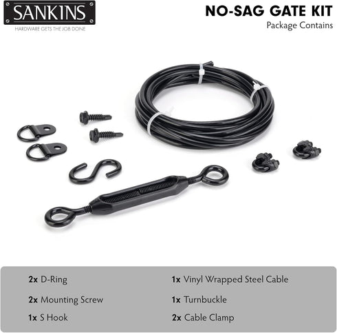 SANKINS Anti-Sag Gate Kits for Wooden Fence, Black Anti-Sagging Gate Support Cable Kit Hardware, Gate Sag Frame Kit Hardware for Wooden Fence, Woo...