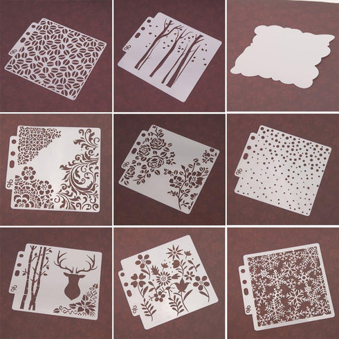 Different Airbrush DIY Hollow Design PET Plastic Stencil Painting Templates Stencils, Perfect for Textile Design, Wall Decoration, Window, Paper, ...