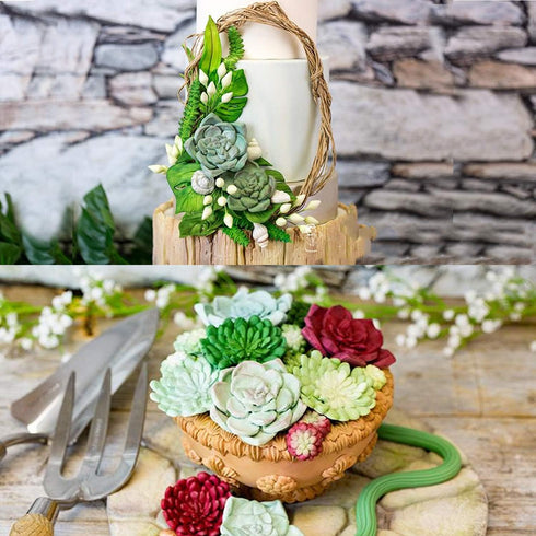 2PCS Succulent Fondant Mold Fern Leaf Fondant Mold Silicone Polymer Clay Molds Cake Decoration Molds Gumpaste 3D Silicone Molds for Cupcakes, Choc...