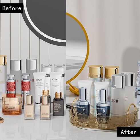 ZHIAI 360 Rotating Makeup Organizer, Bathroom Make Up Spinning Holder Rack, Large Capacity Cosmetics Storage Vanity Shelf Countertop for Bathroom,...