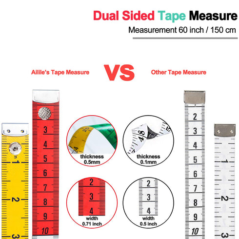 Tape Measure Measuring Tape for Body Fabric Sewing Tailor Cloth Knitting Home Craft Measurements,60-inch/150-cm Soft Multicolor Tape Measure Body ...