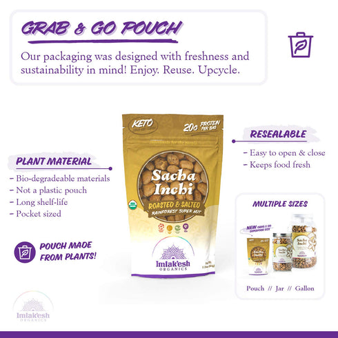 Imlak'esh Organics, Sacha Inchi Nuts (2.25oz Pouch), Protein Super-Nuts — 0 Net Carbs | Keto | Paleo | Organic | Regenerative | Protein | Gluten-F...