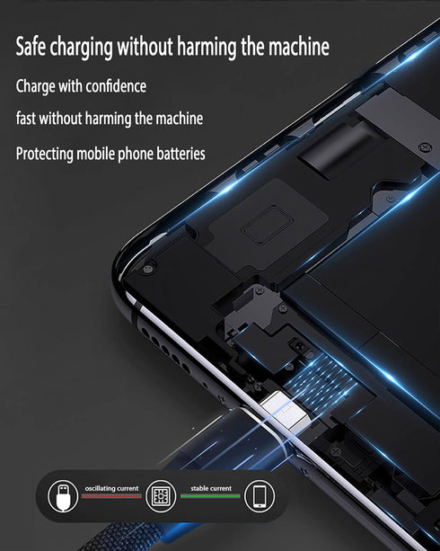 100W Multi 3 in 2 Fast Charging Cable 10FT, Black Long Nylon Braided,3 in 2 USB A/C to USB-C Lightnning Micro Connectors for iPhone 15/15 plus,Sam...