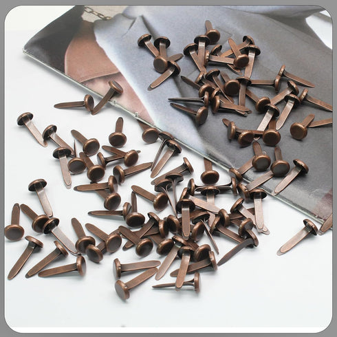 100 PCS Mini Brads Fasteners - Mini Round Head Metal Paper Fasteners for DIY Craft - Bronze(8mm*17mm)...