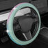 Mint Green Diamond Bling Steering Wheel Cover, Standard 15 Inch Size Fits Most Vehicles, Cute Faux Leather Car Steering Cover with Rhinestone Crys...