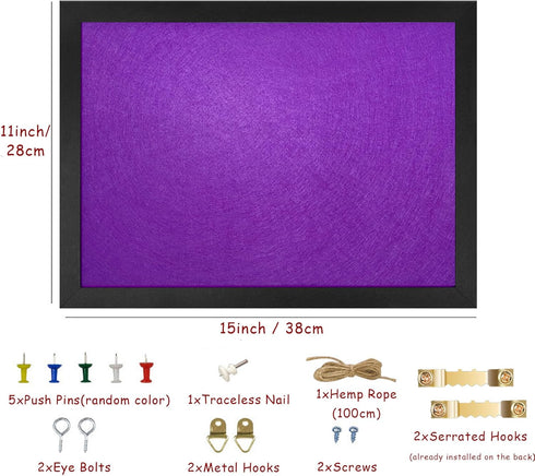 Purple Bulletin Boards Cork Board with Felt, 15"x11" Small Display Pin Board Vision Board for Walls, Jewelry, Notes, Collection, Photos, Office, W...