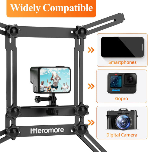Black Fence Mount - Action Camera Aluminum Fence Mount Compatible with GoPro, Phones, Digital Camera, Ideal Backstop Camera Fence Clip for Recordi...