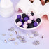 Magibeads 30Pcs 15mm Black and Purple Round Silicone Focal Beads Keychain Making Kit with Bowknot Rhinestone Spacer Beads for Crafts DIY Beadable ...