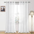 DWCN White Sheer Curtains, Faux Linen Look Grommet Window Semi Sheer Curtains Drapes for Bedroom Living Room Set of 2 Panels, 52 x 90 Inch Long...