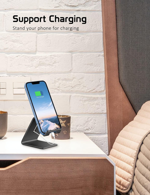 Phone Stand, Aluminum Phone Holder for iPhone 16 15 14 13 12 11 X 8 7 6 Plus 5, Tablet, Samsung, Huawei, Suitable for All Smartphones, Adding a To...